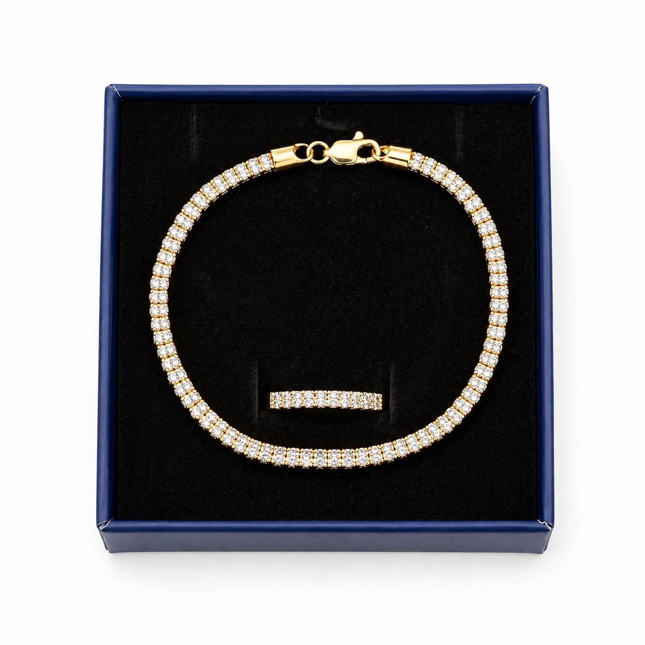 14KT Moon Ice Ankle Bracelet Yellow Gold and ring