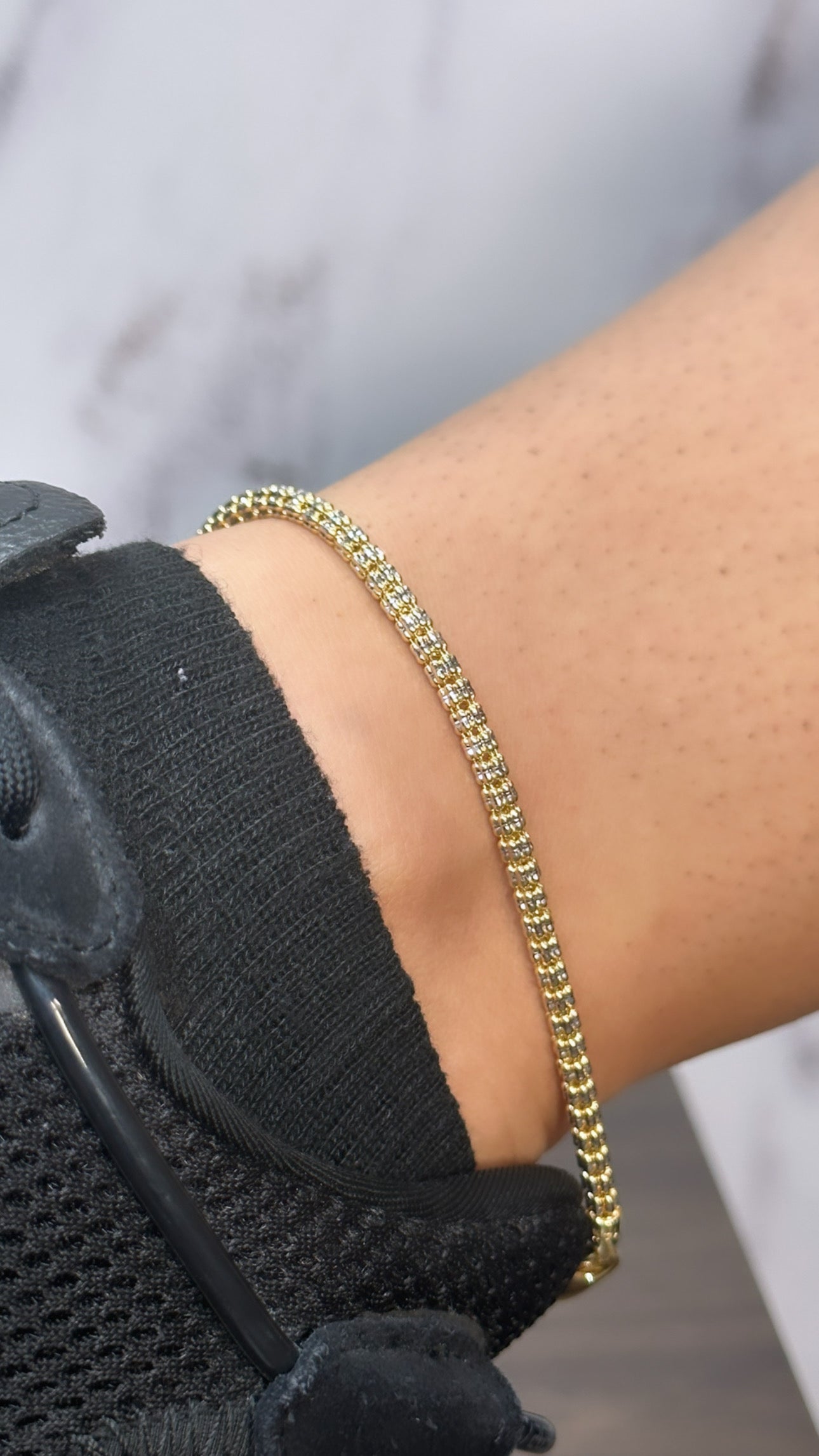 14KT Moon Ice Ankle Bracelet Yellow Gold