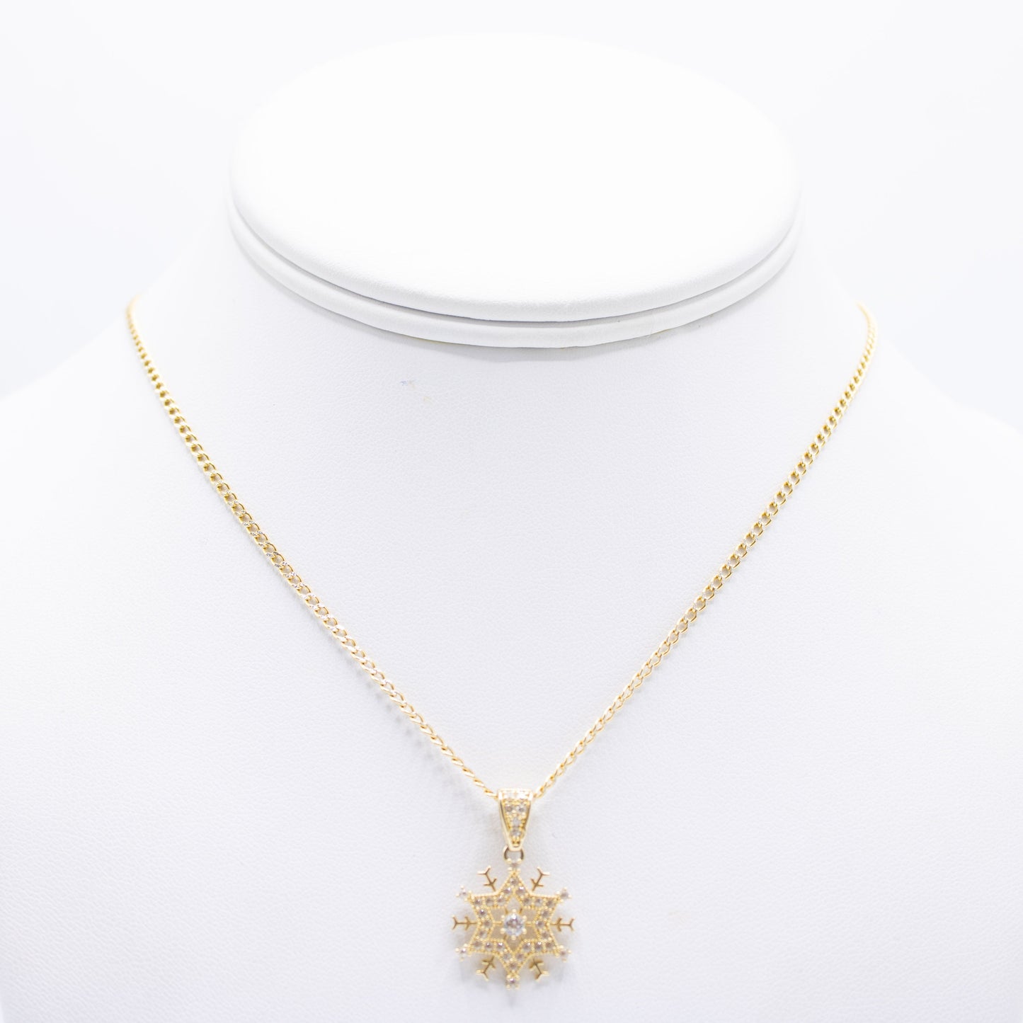 14K Snowflake Pendant Cz with Cuban Chain Yellow Gold