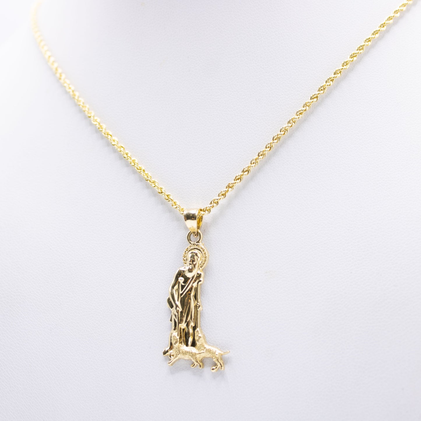 14K San Lazaro Pendant With Rope Chain Yellow Gold