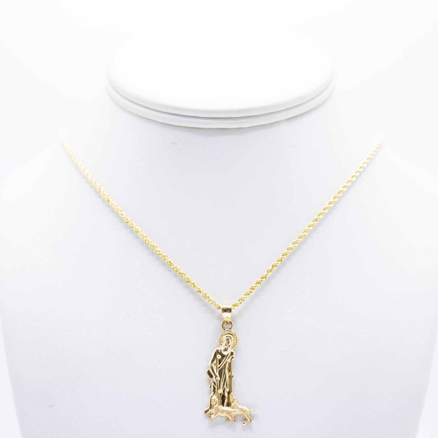 14K San Lazaro Pendant With Rope Chain Yellow Gold