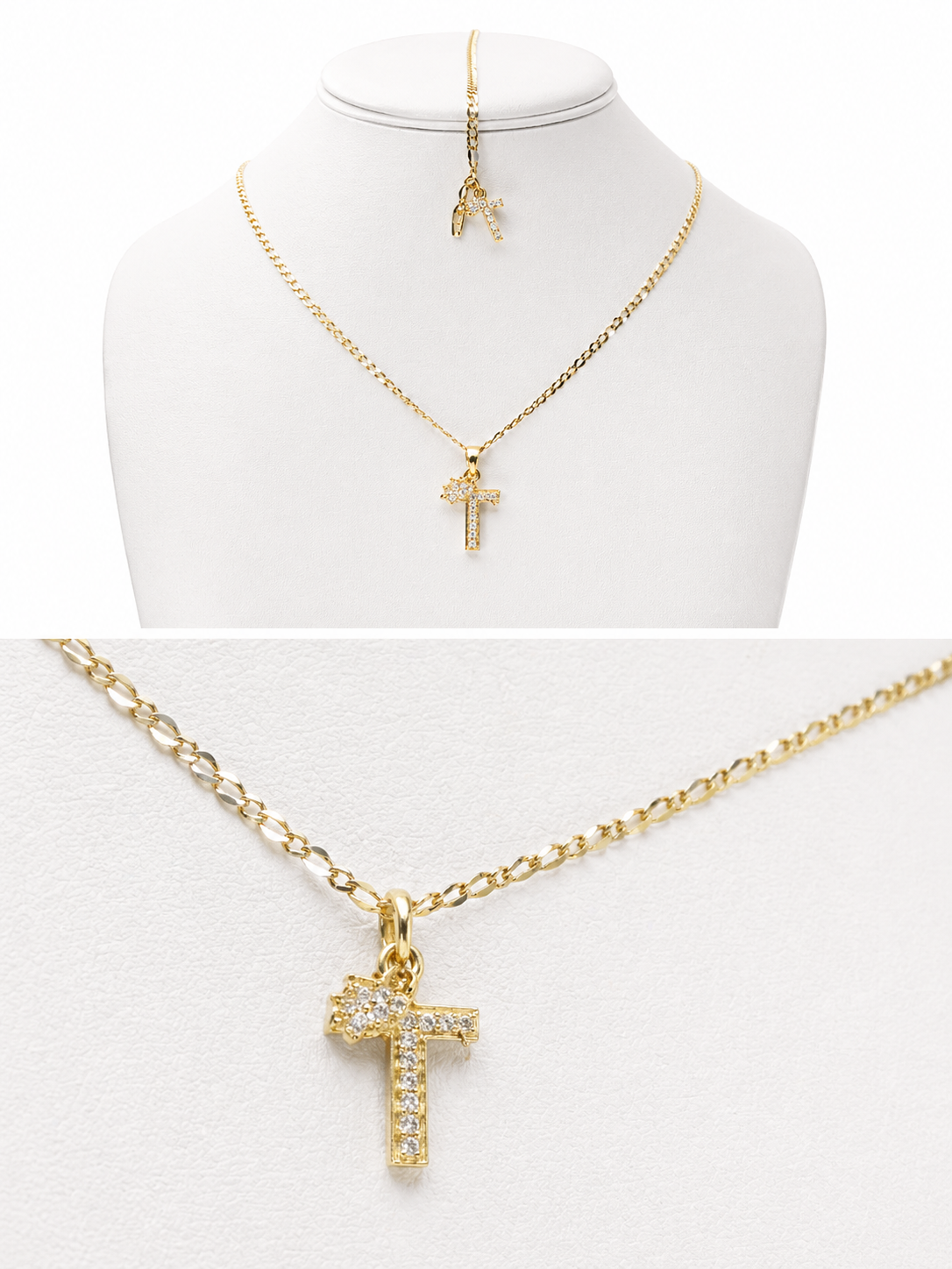 Cadena Cubana con Inicial con Corona + Guillo y Aretes de Circonio GRATIS