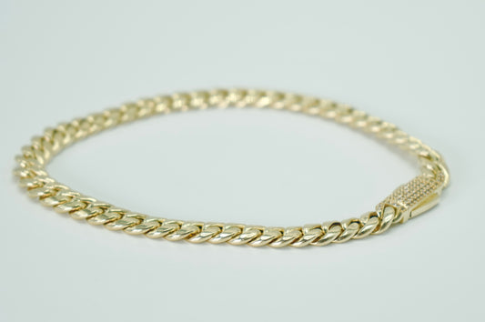 14K Miami Cuban ankle Bracelet Yellow Gold