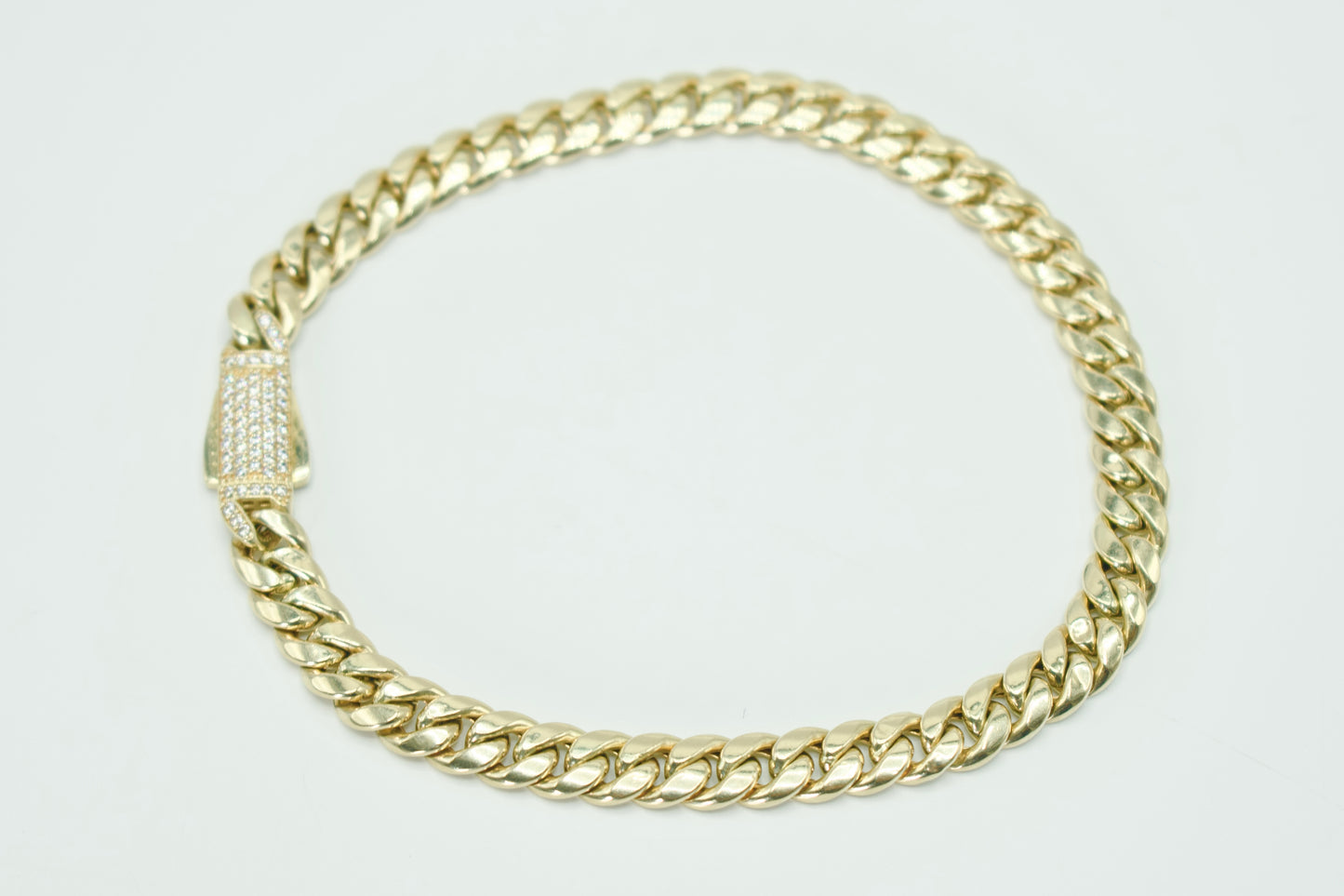 14K Miami Cuban ankle Bracelet Yellow Gold