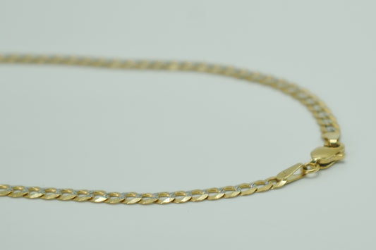14K Cuban Ankle Bracelet Two Tones ( Yellow And White Gold )