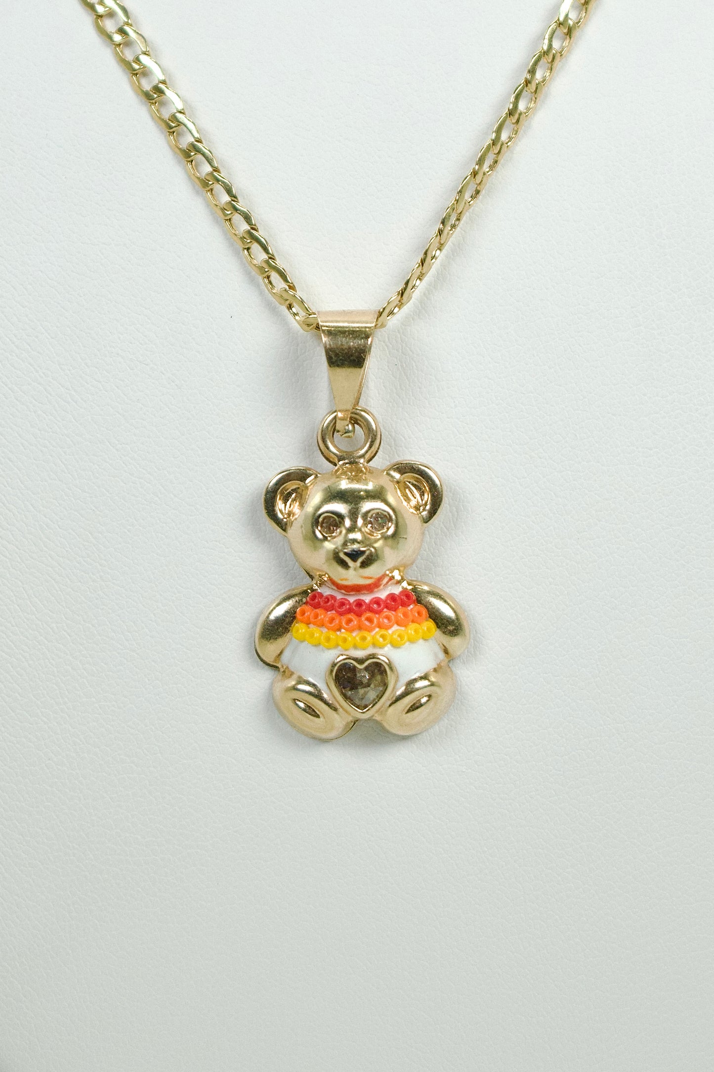 14K Tear Pendant With Cuban Chain Yellow Gold