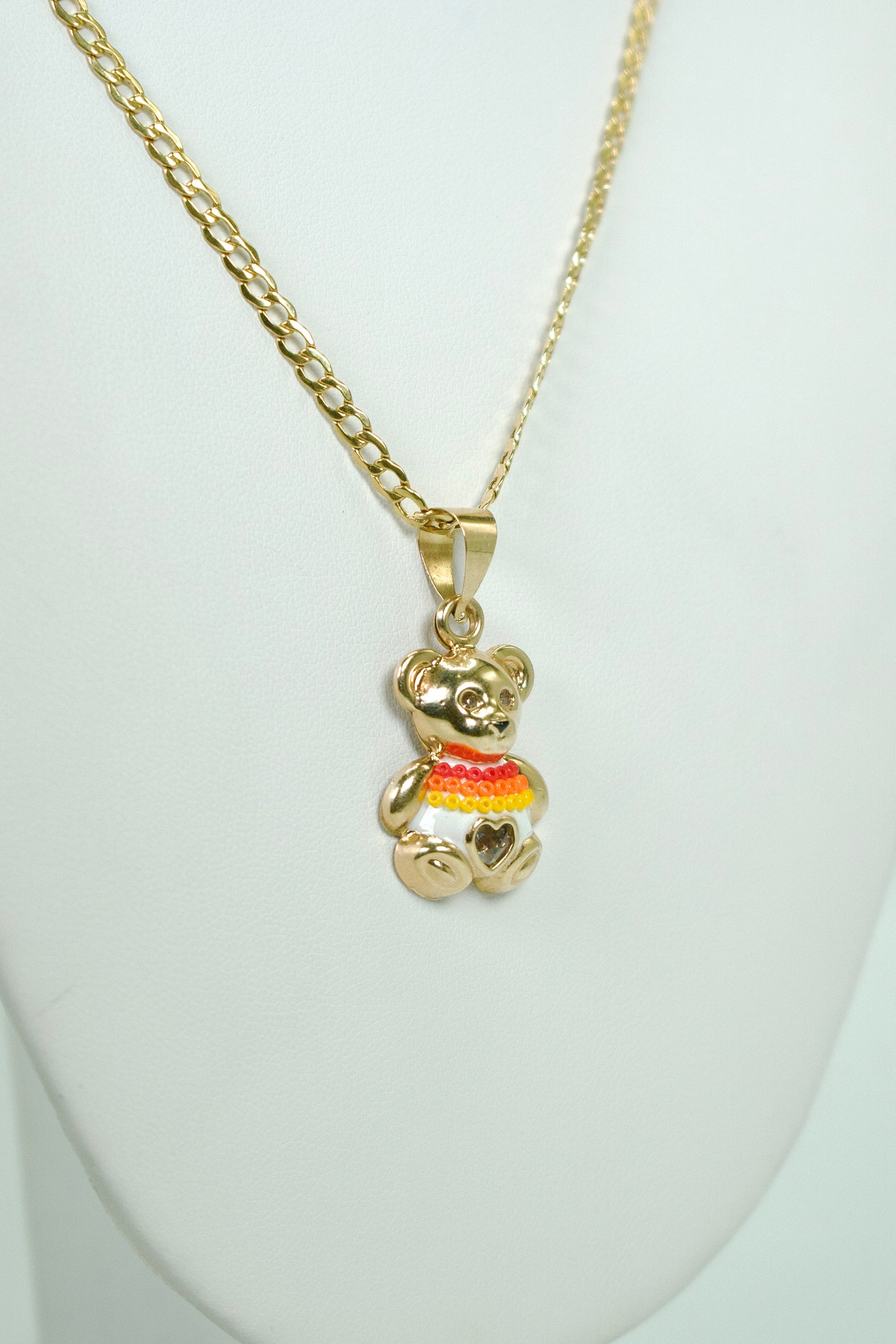 14K Tear Pendant With Cuban Chain Yellow Gold