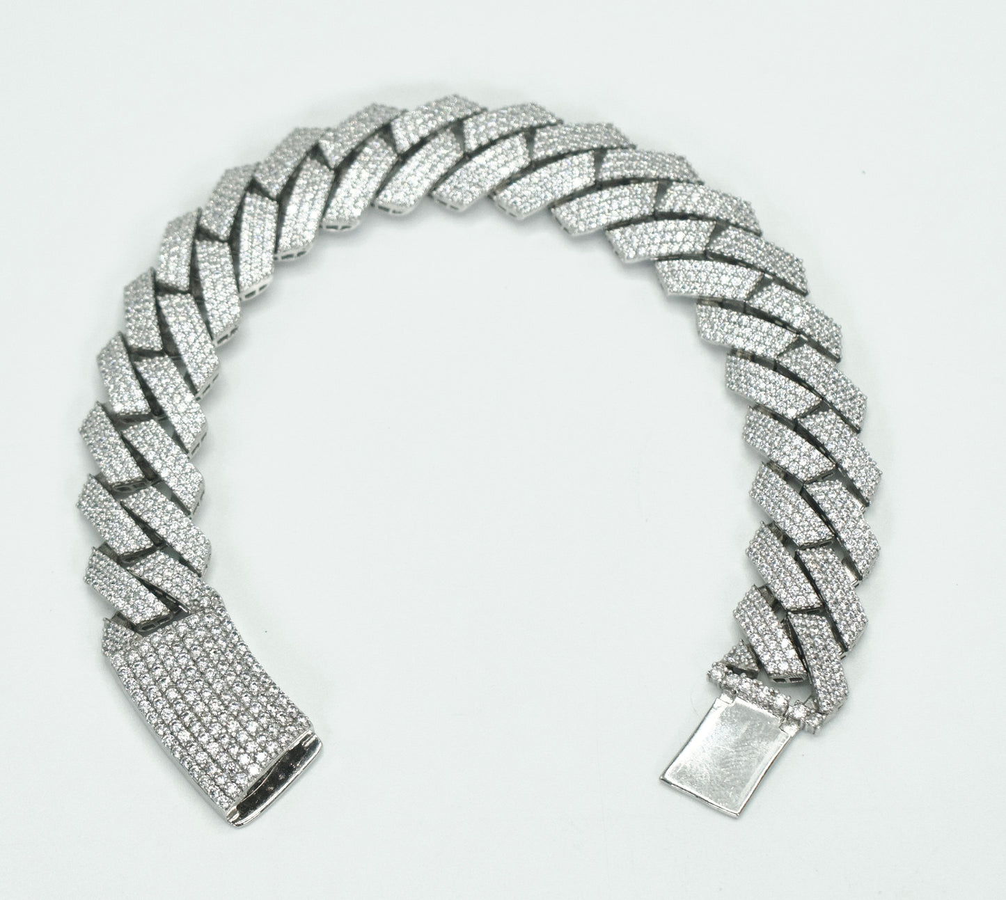14K Full CZ ITALLO EDGE Bracelet White Gold