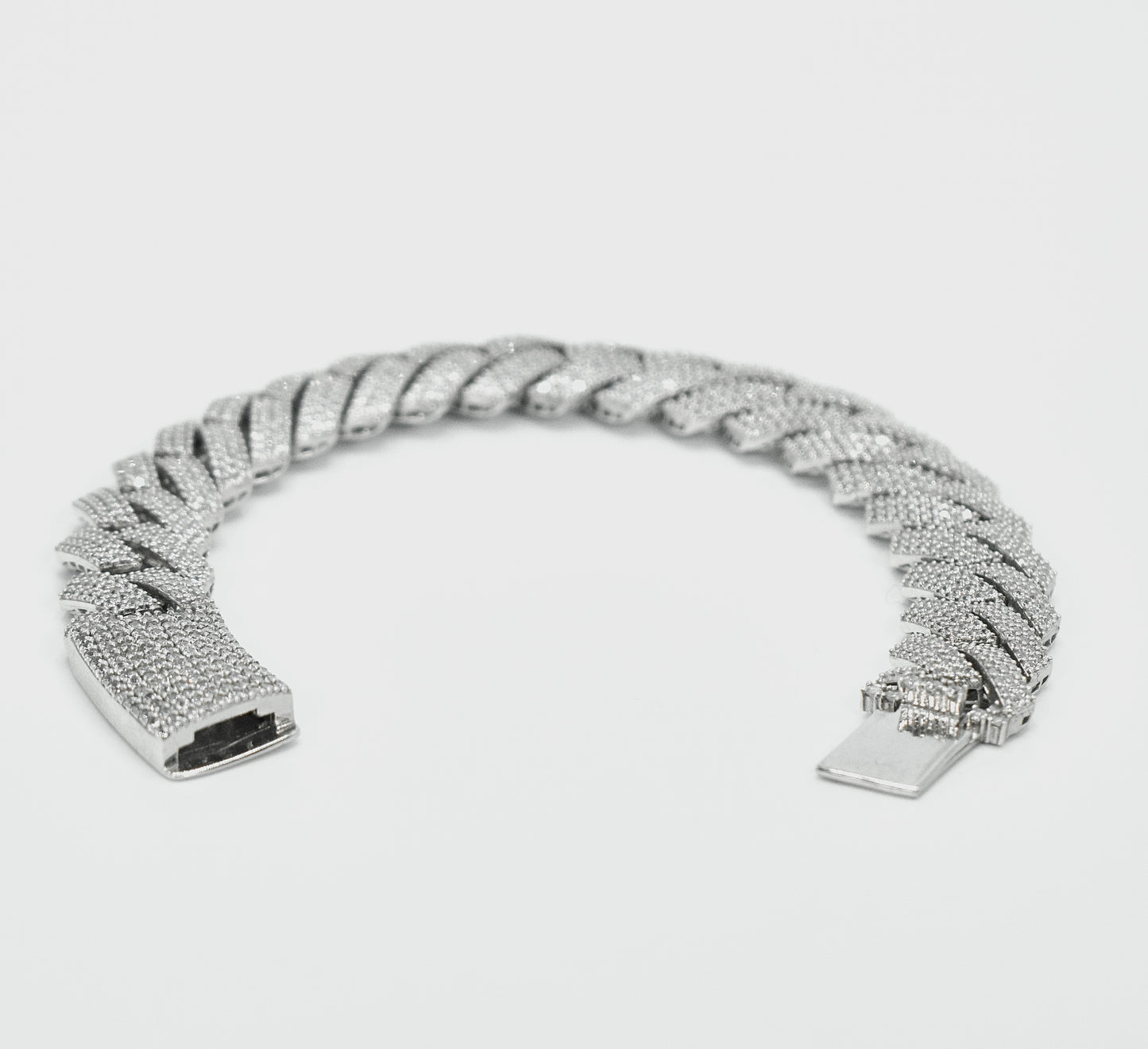 14K Full CZ ITALLO EDGE Bracelet White Gold