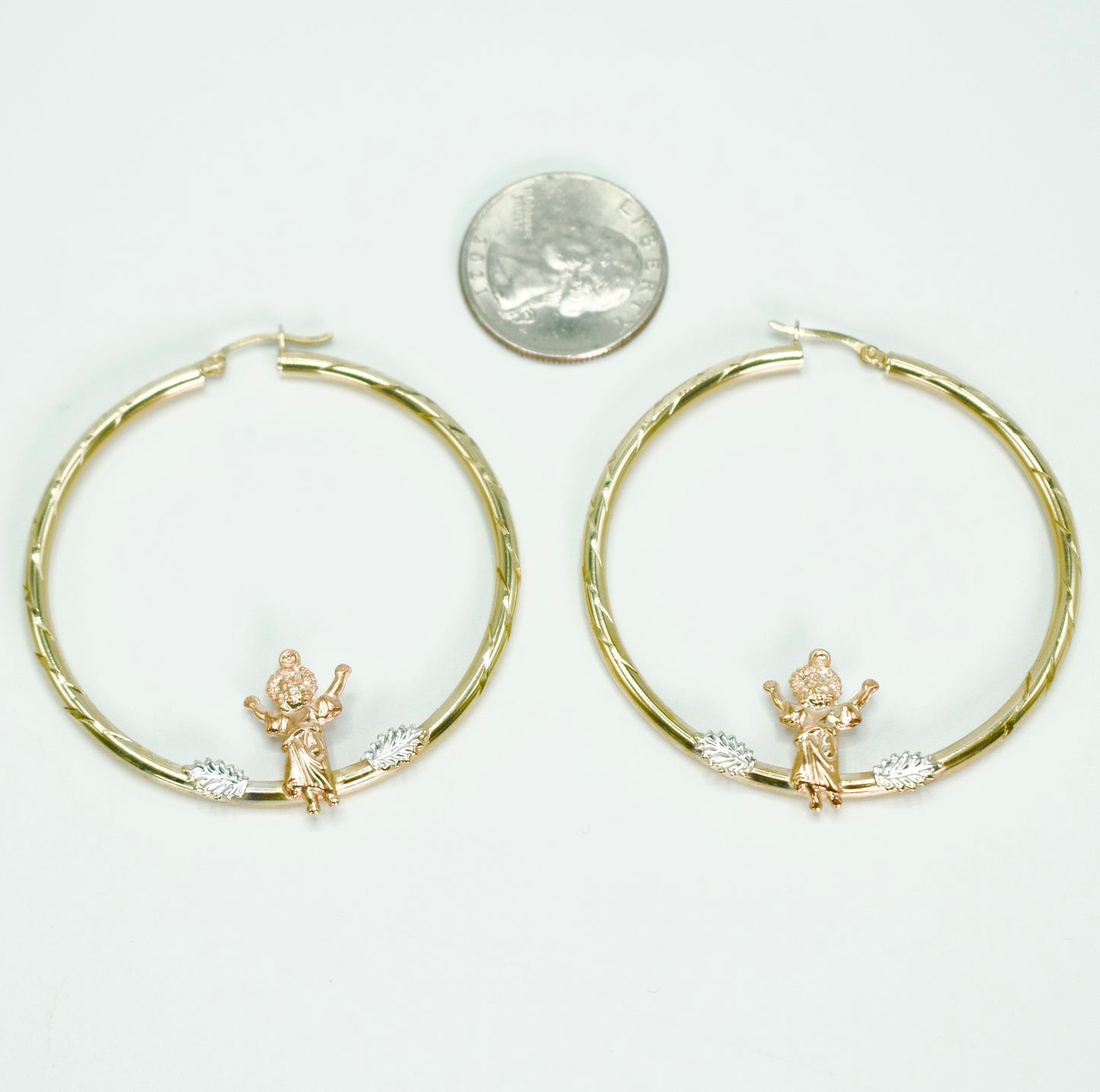 14K Divino Nino Hoops Three Tones