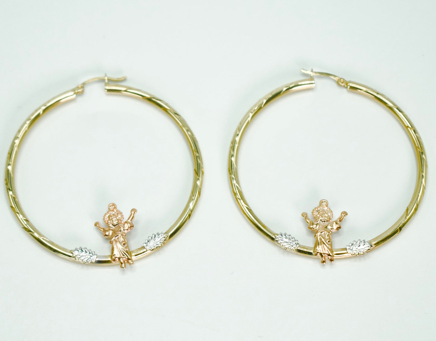 14K Divino Nino Hoops Three Tones