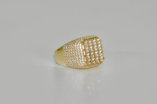 14K Square Cz Men's Ring Yellow Gold
