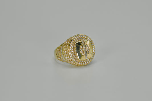 14k Round Cz Men's Ring Yellow Gold