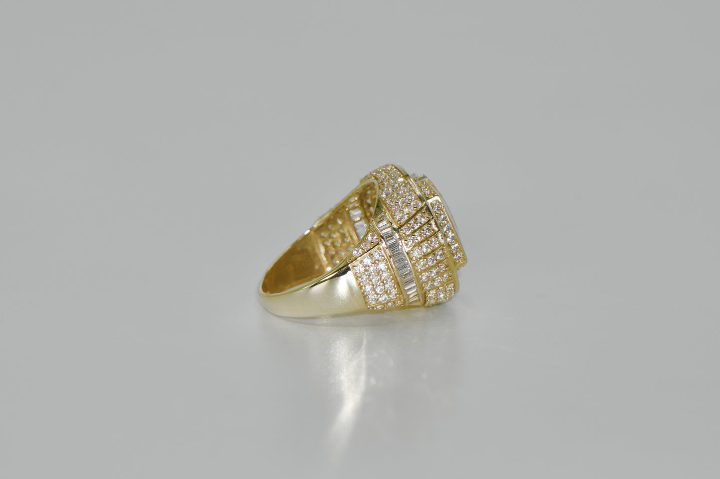 14k Round Cz Men's Ring Yellow Gold