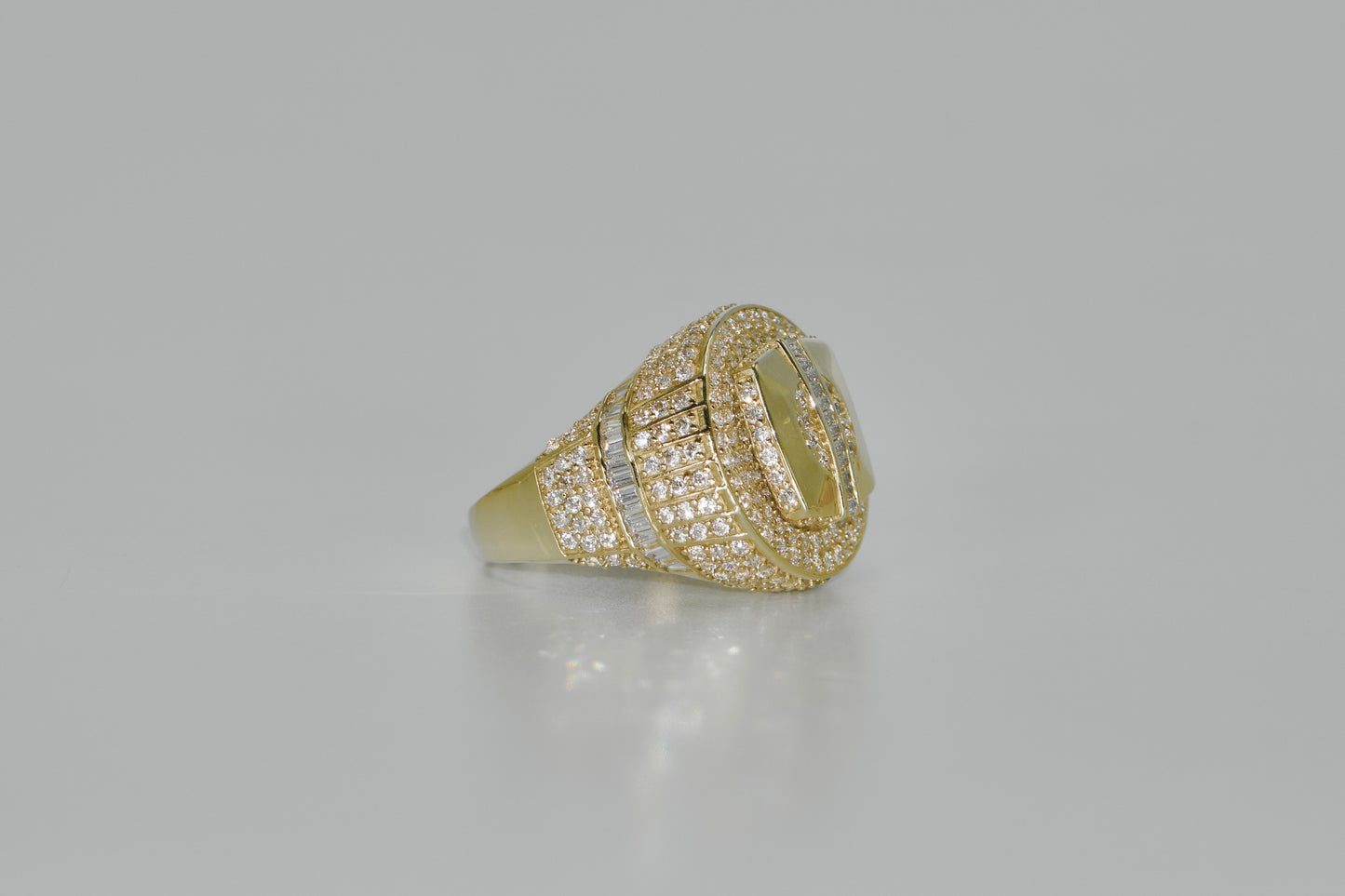 14k Round Cz Men's Ring Yellow Gold