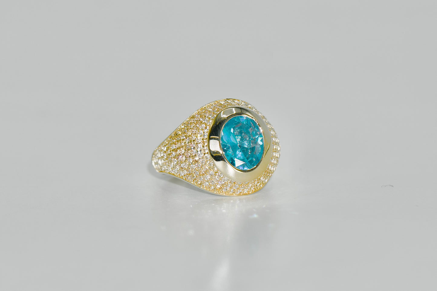 14K Blue Stone Men's Ring Yellow Gold