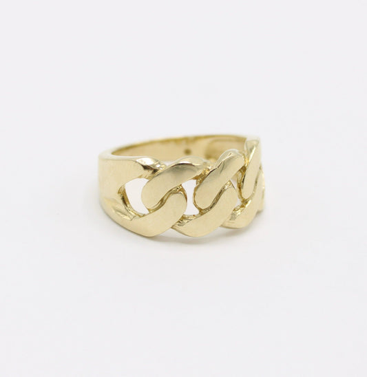 14K Men's Set Cuban Ring and Cuban Bracelet Yellow Gold