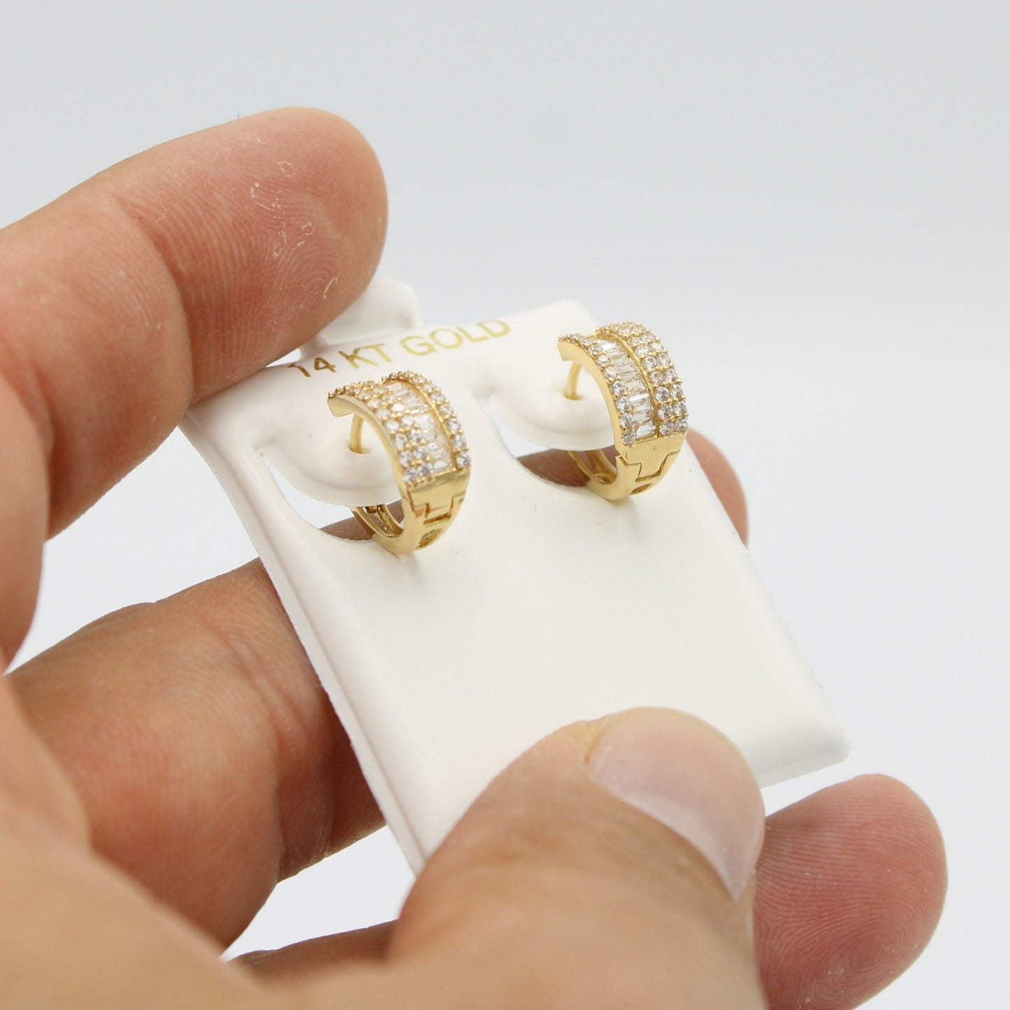 Hoops Cz Stones Yellow Gold