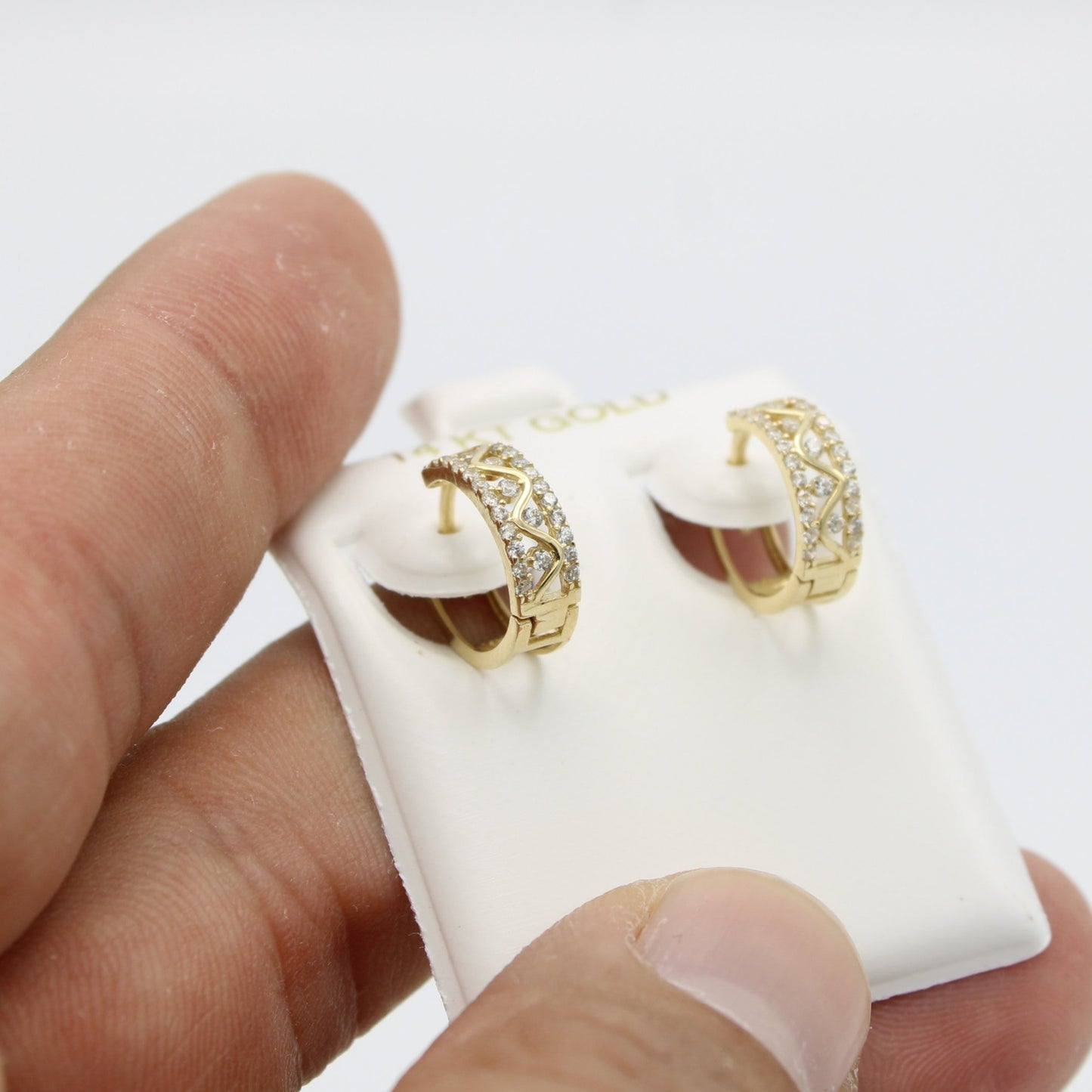 Offer $299.99 Hoops Cz Stones Yellow Gold