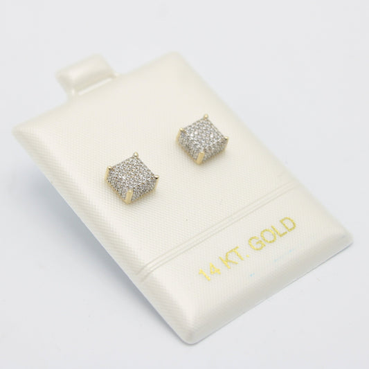 Offer  $324.99 Squeare Earrings Cz Stones Yellow Gold