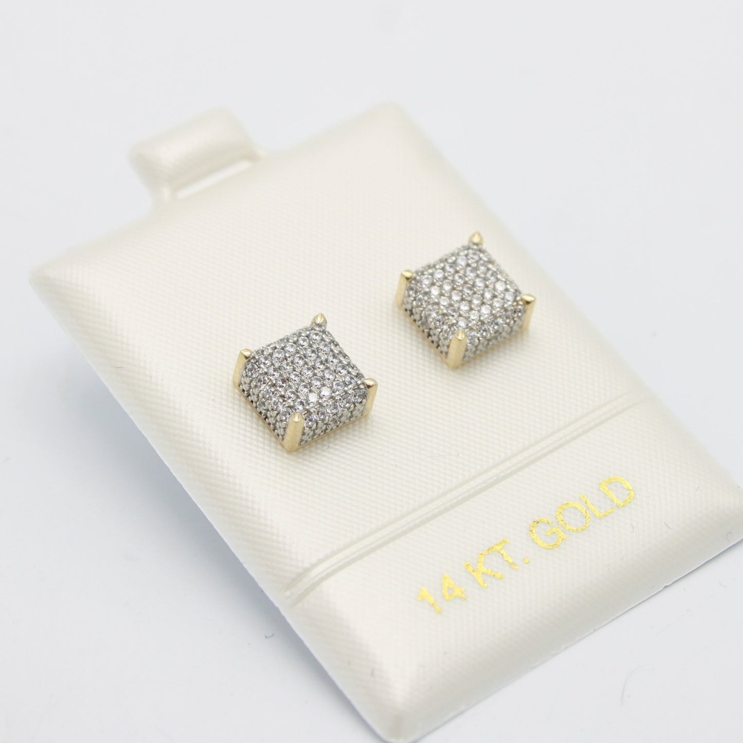 Offer $364.99 Squeare Earrings Cz Stones Yellow Gold