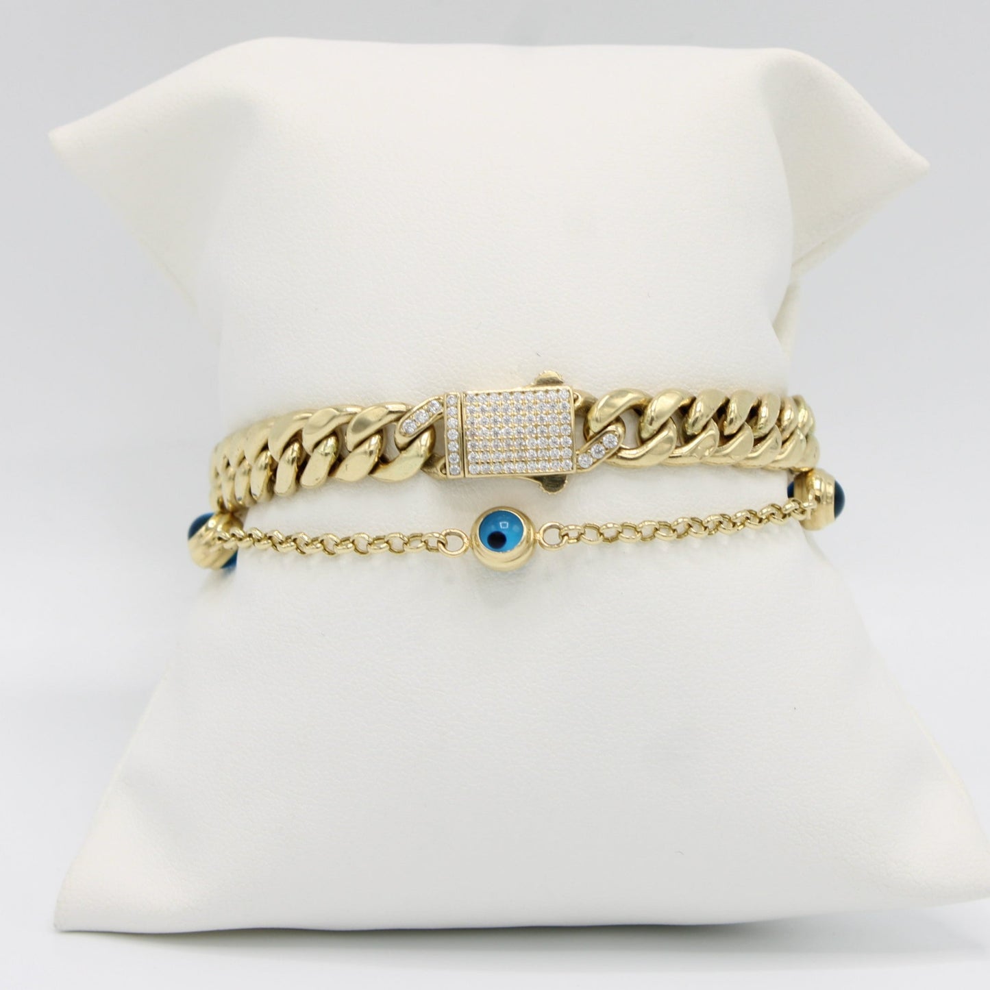 14K ITTALLO Bracelet Full Cz Stones With Bangle With Charms Yellow Gold
