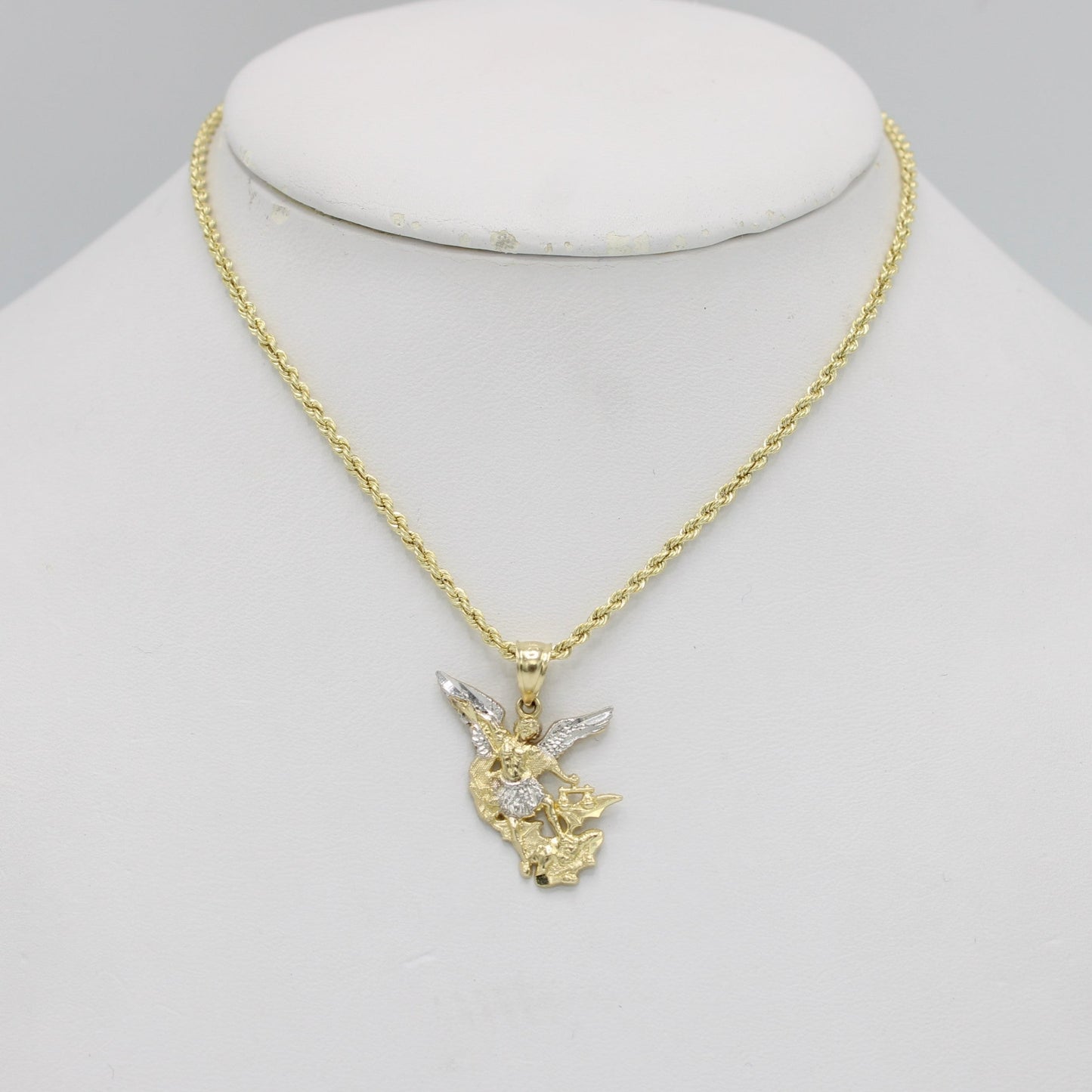 14K San Miguel Pendant With Rope Chain Yellow Gold