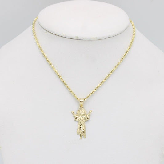 14K Divino NiƱo Pendant Rope Chain Yellow Gold