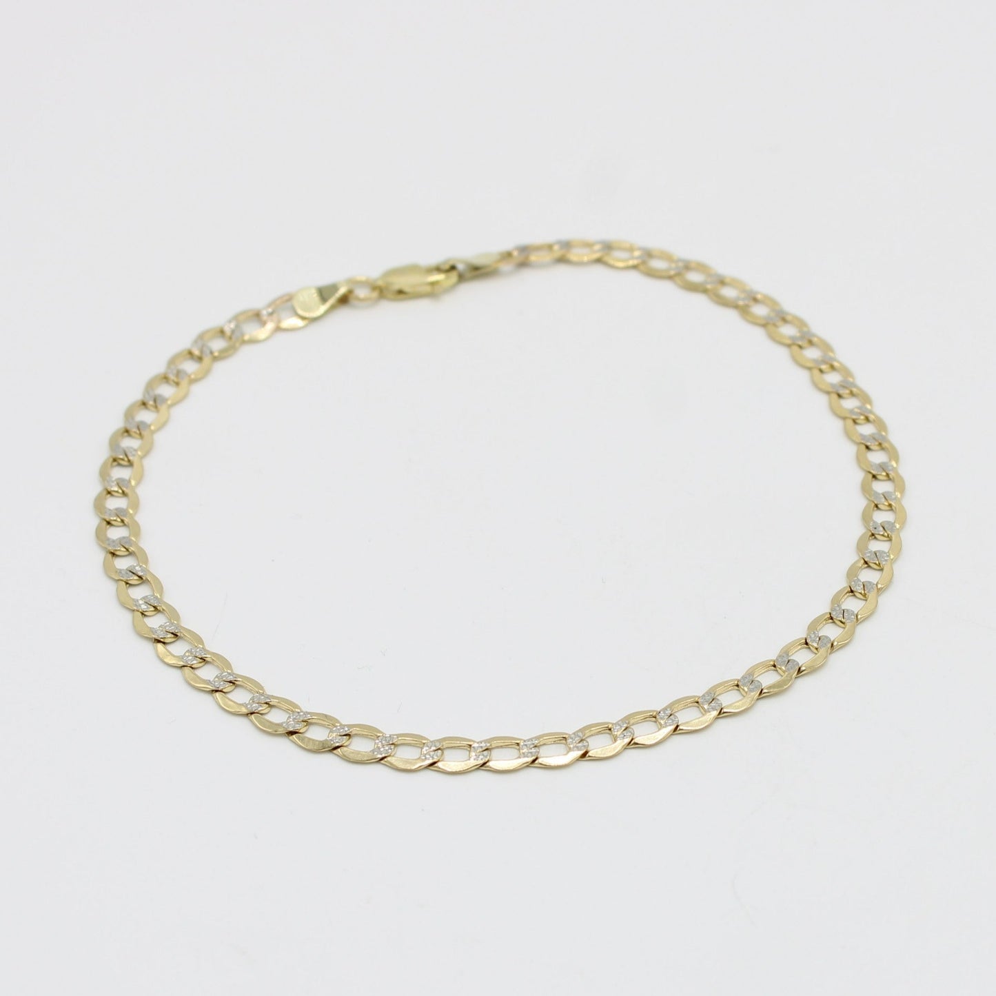 14K Semi Solid Ankle Bracelet Two Tones Yellow Gold