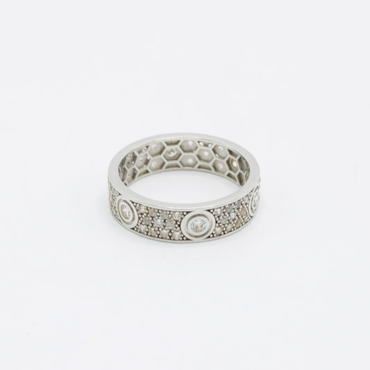 14K Love Ring Full Cz Stones White Gold