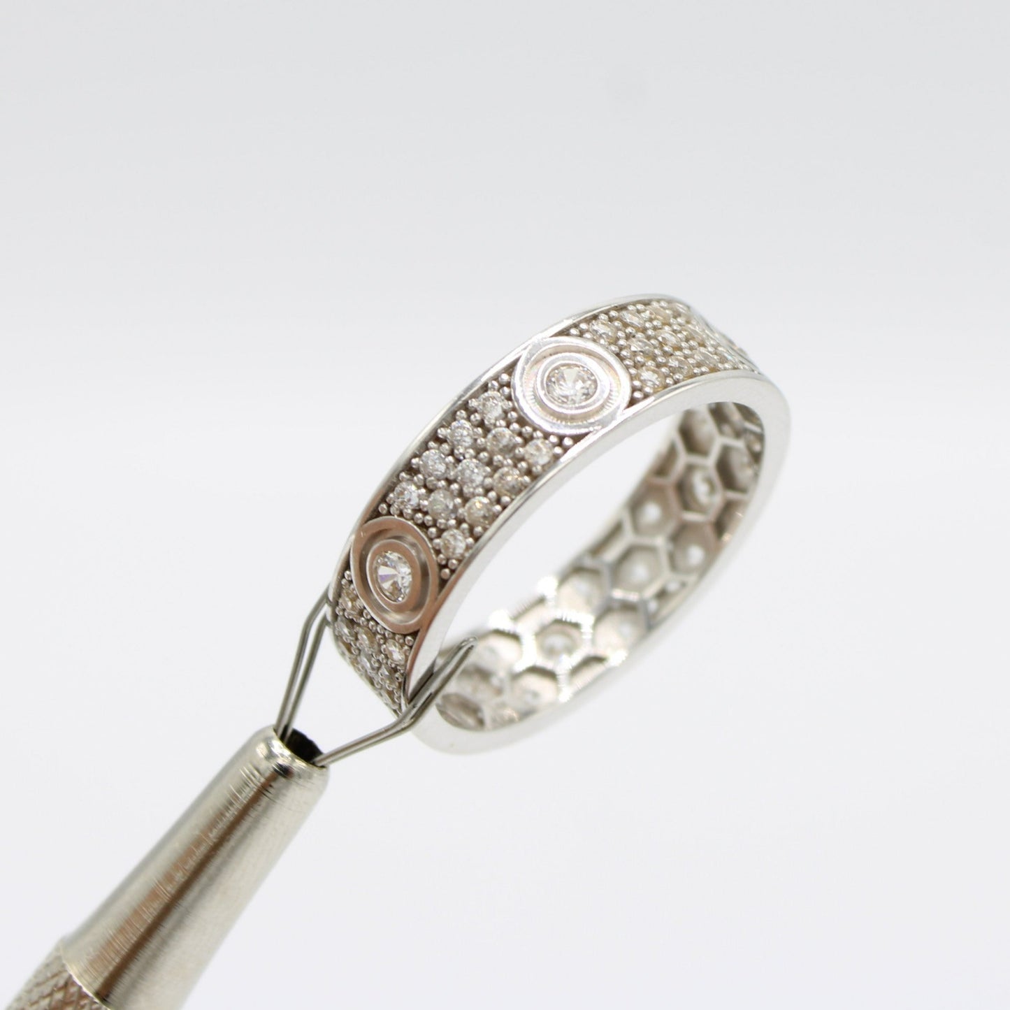 14K Love Ring Full Cz Stones White Gold