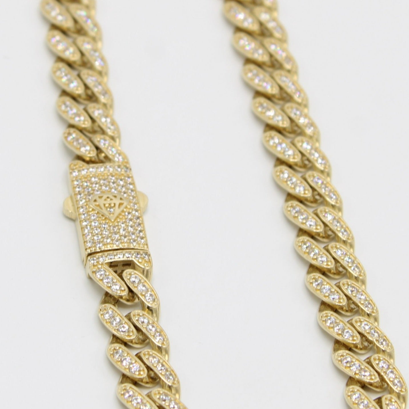 14K ITALLO Ankle Bracelet Full Cz Stones At Lock Yellow Gold