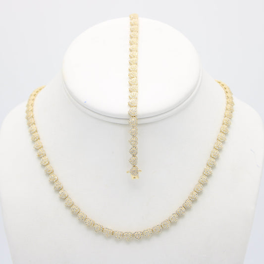 14k Heart Choker with Bracelet Cz Stones At Lock Yellow Gold