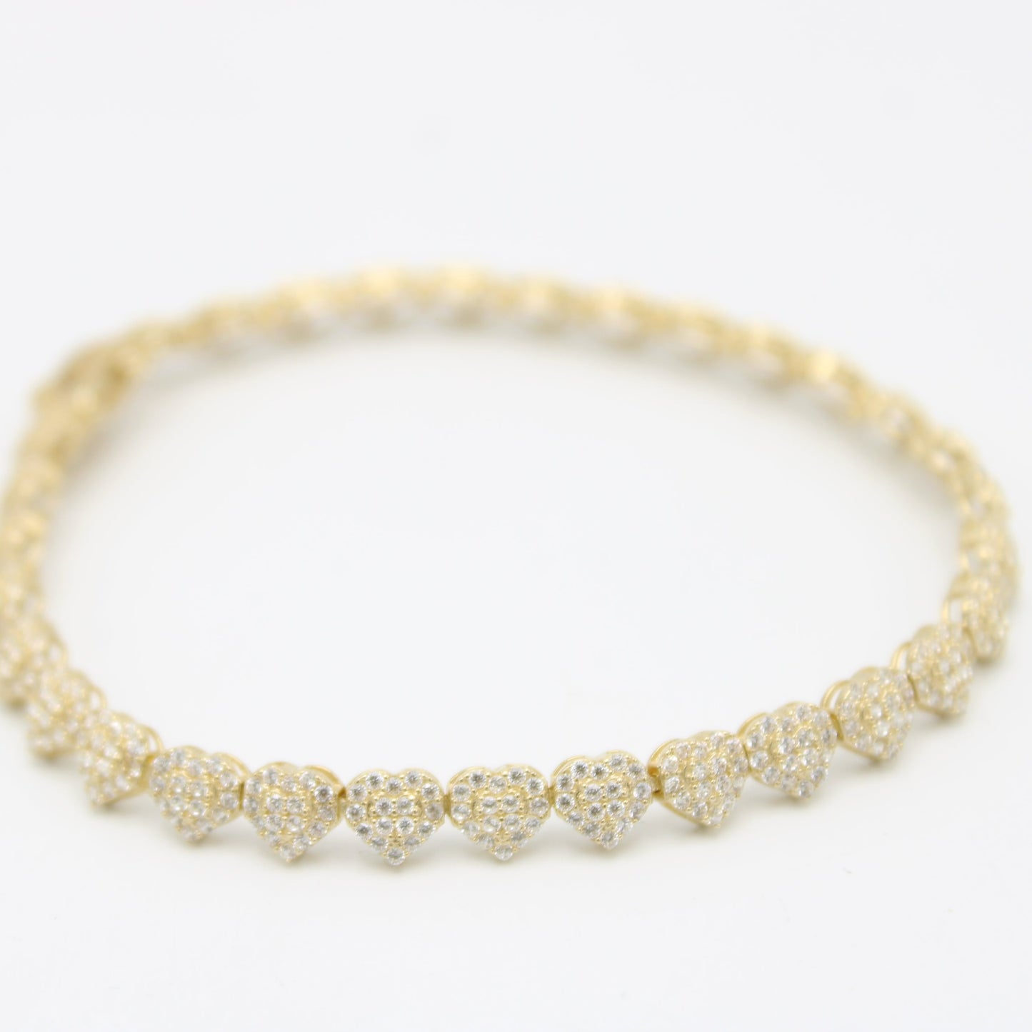 14k Heart Choker with Bracelet Cz Stones At Lock Yellow Gold