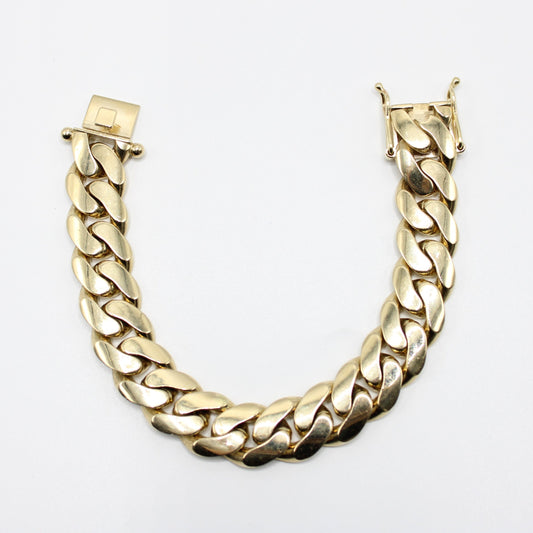 14K Semi Solid Cuban Bracelet Yellow Gold