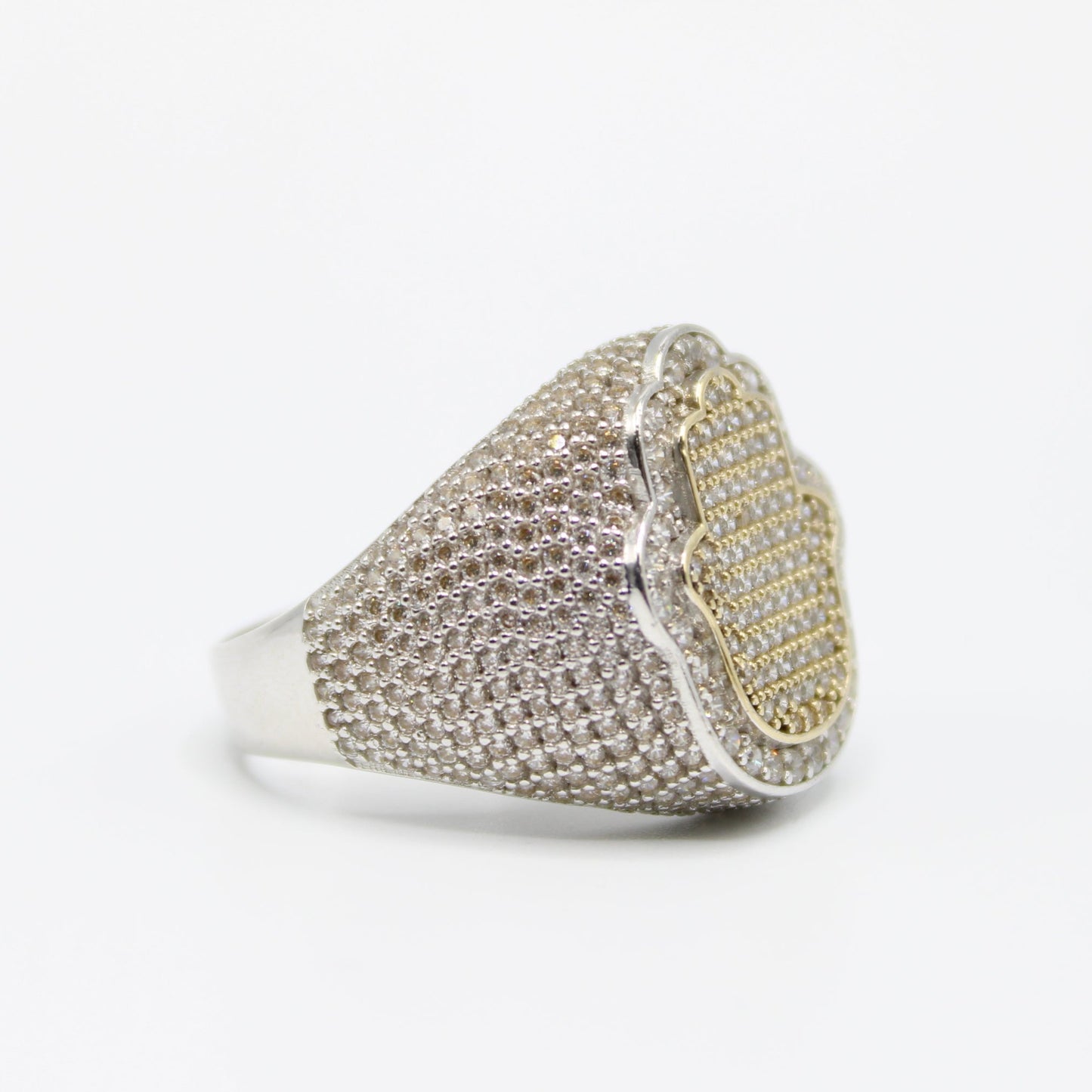 *NEW* 14k CZ Hamsa Men's White and Rose Gold Ring