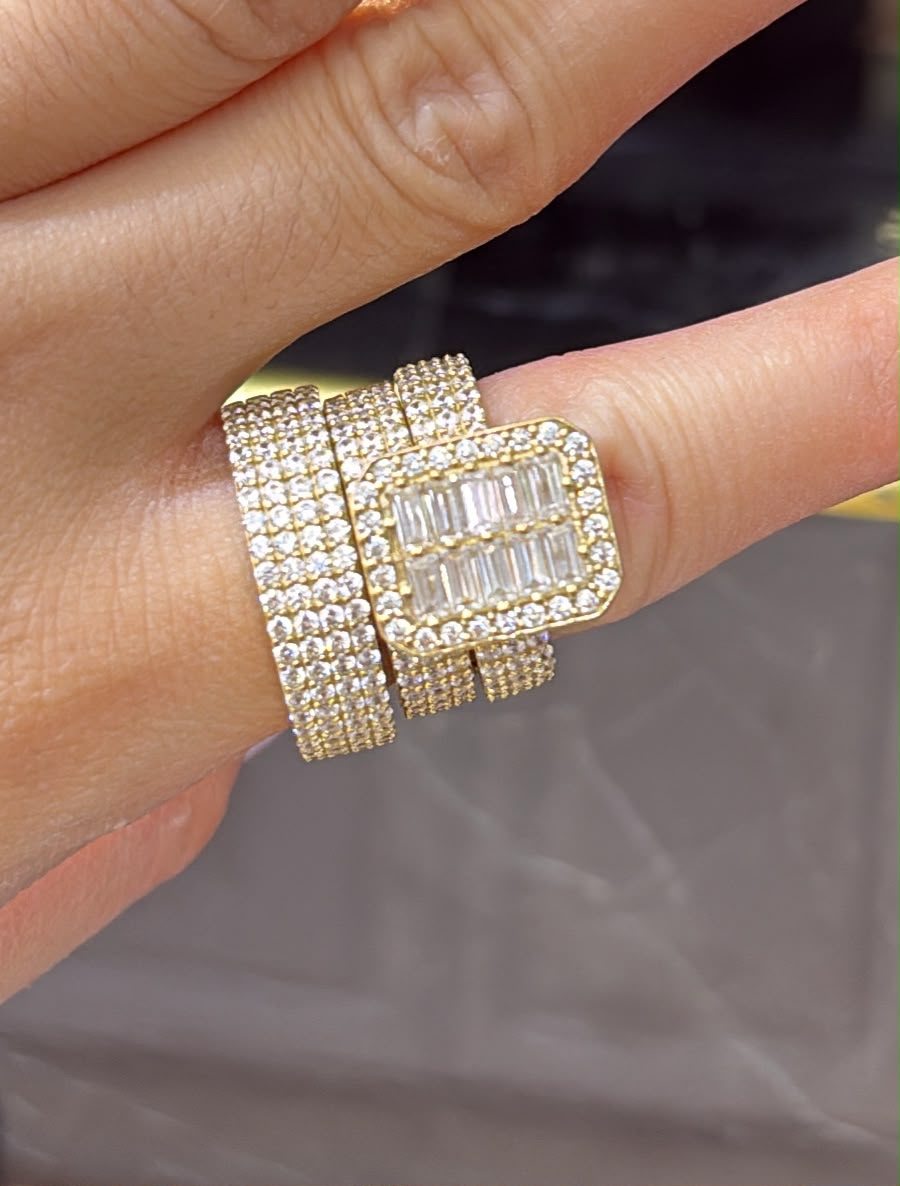 14K Trio Wedding Cz Stones Yellow Yellow