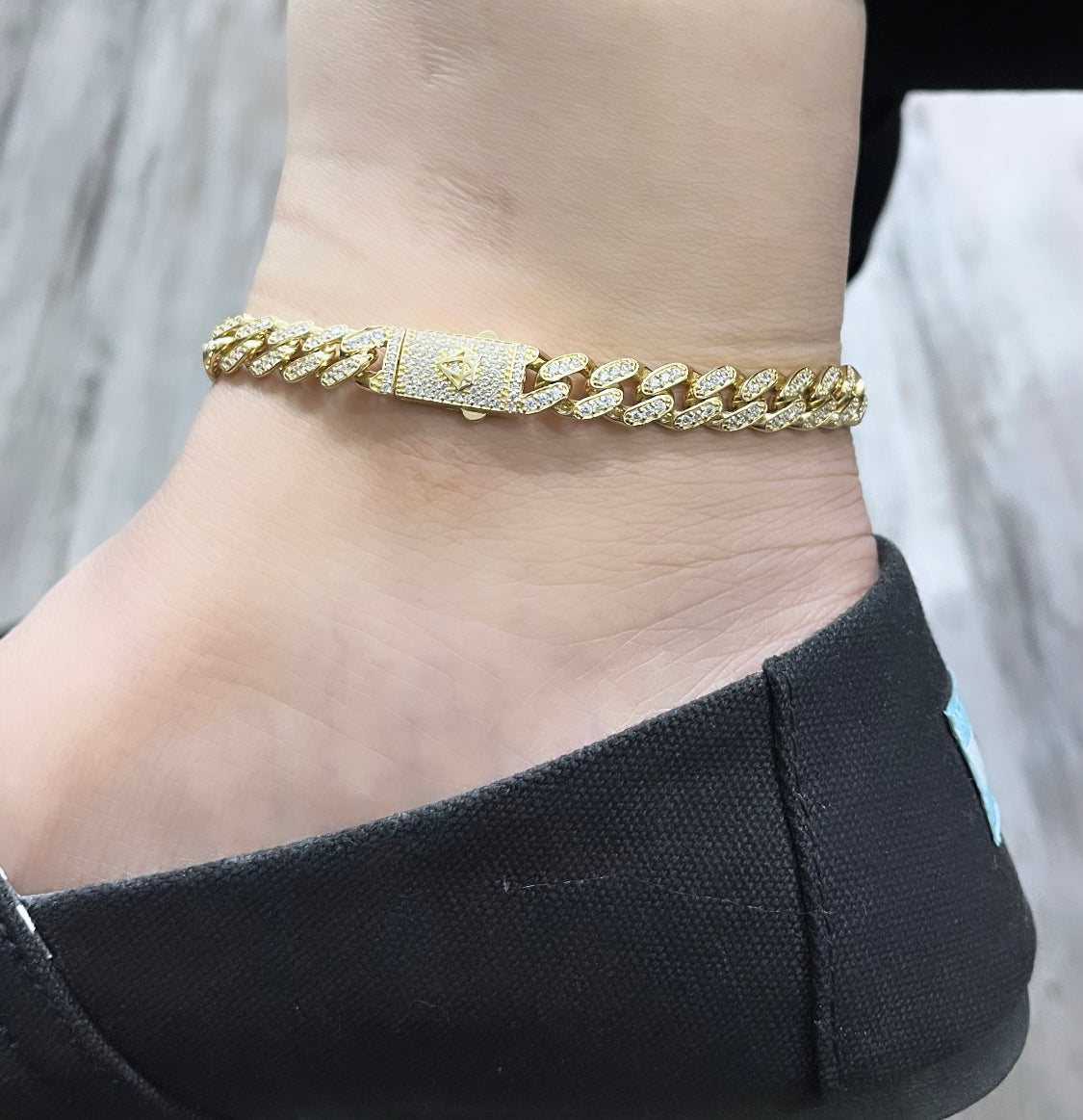 Offer $2,460.00 Ankle Bracelet Full Cz Stones Yellow Gold