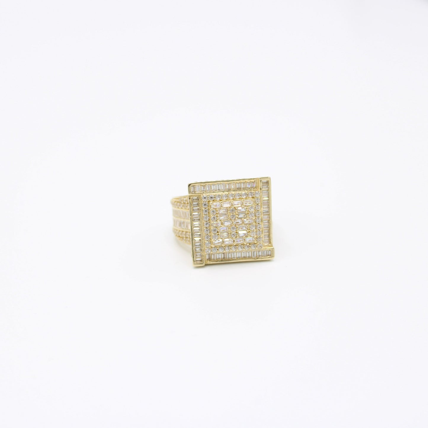 14K Square Cz Men's Ring Yellow Gold