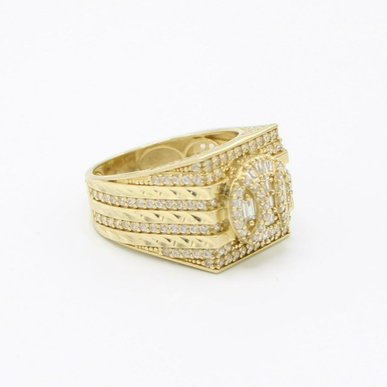 14K Square Cz Men's Ring Yellow Gold