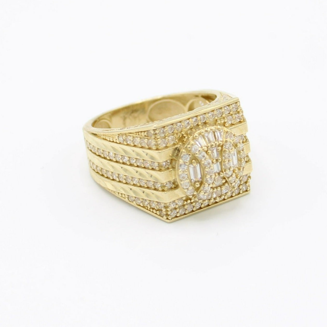 14K Square Cz Men's Ring Yellow Gold
