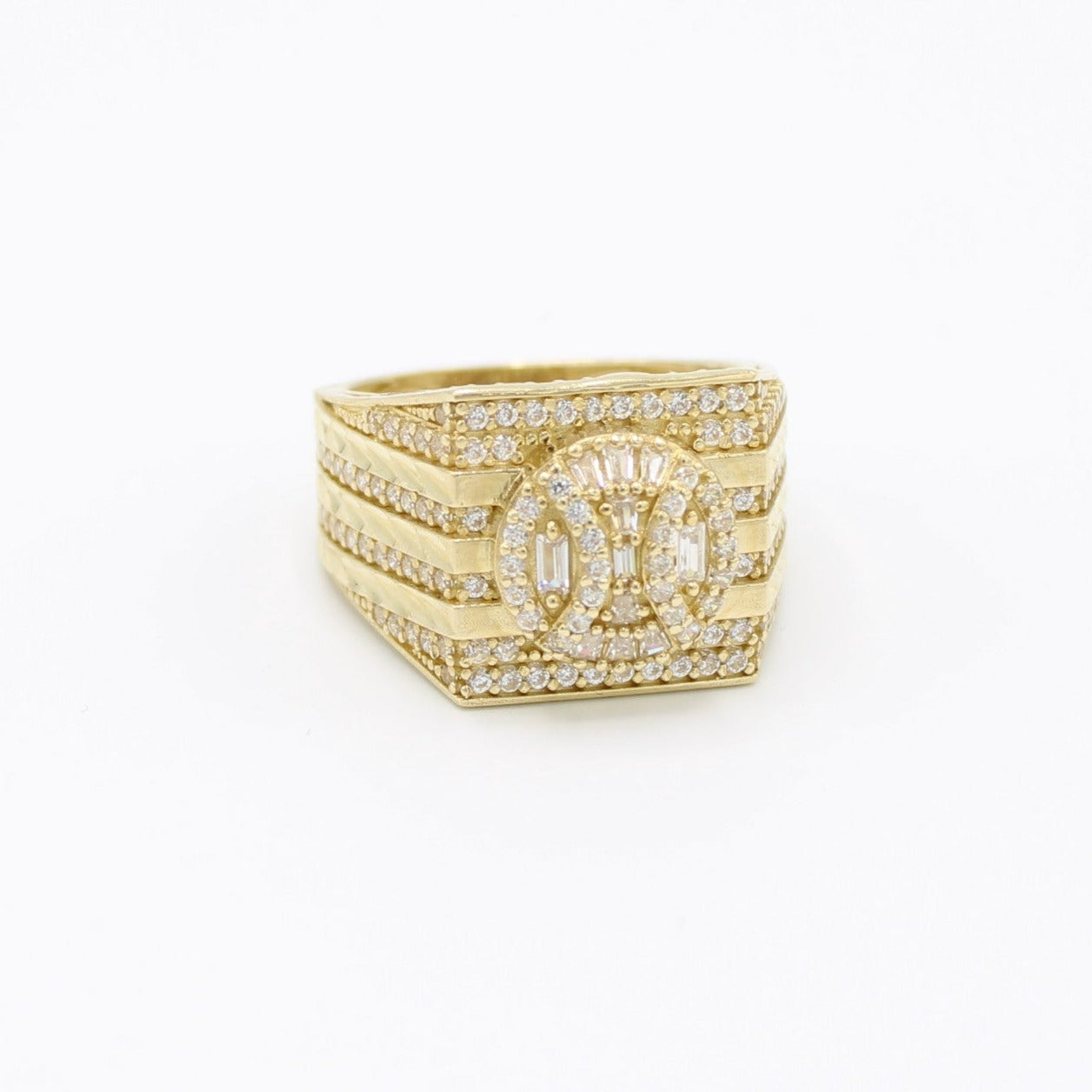 14K Square Cz Men's Ring Yellow Gold