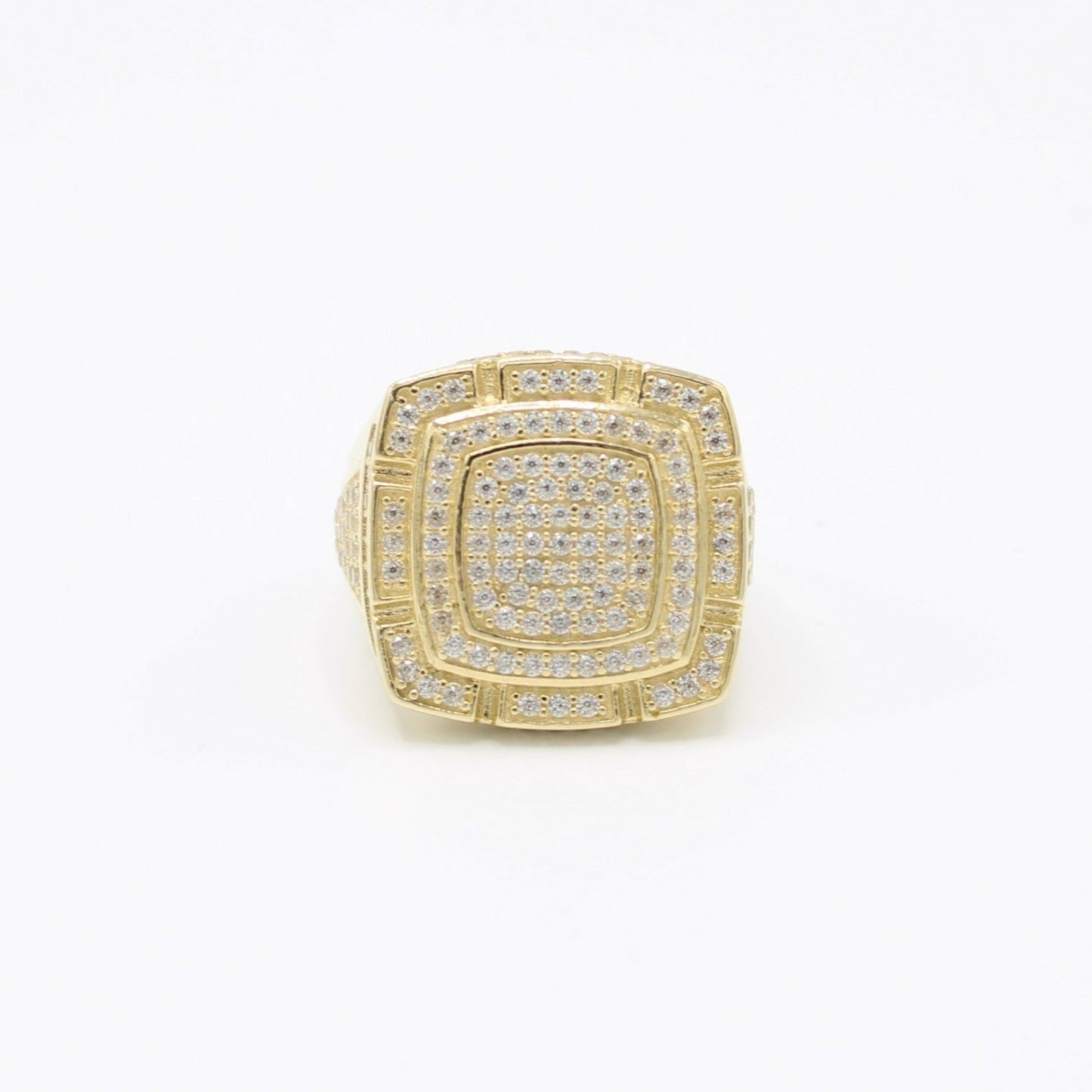 14K Square Cz Men's Ring Yellow Gold