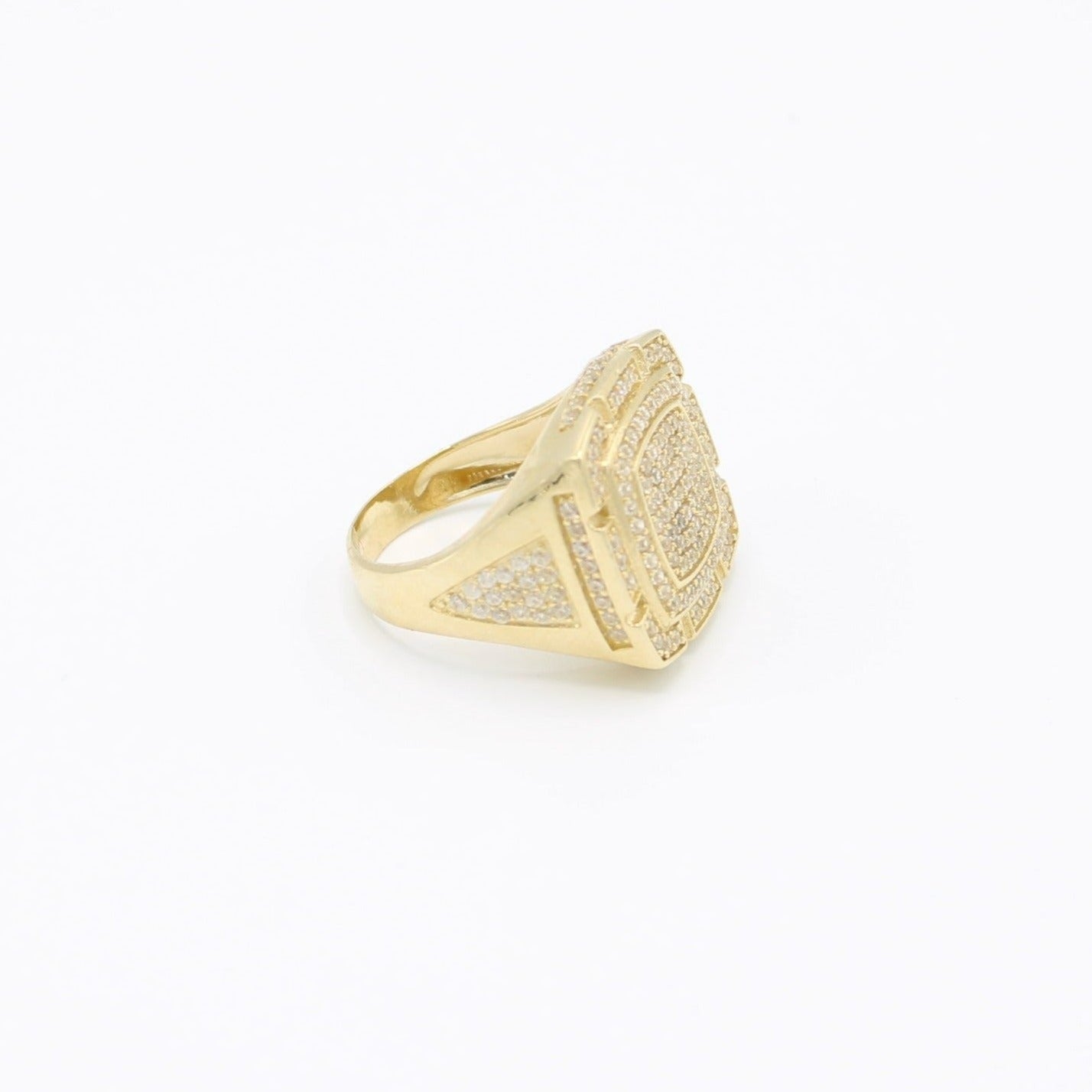 14K Square Cz Men's Ring Yellow Gold