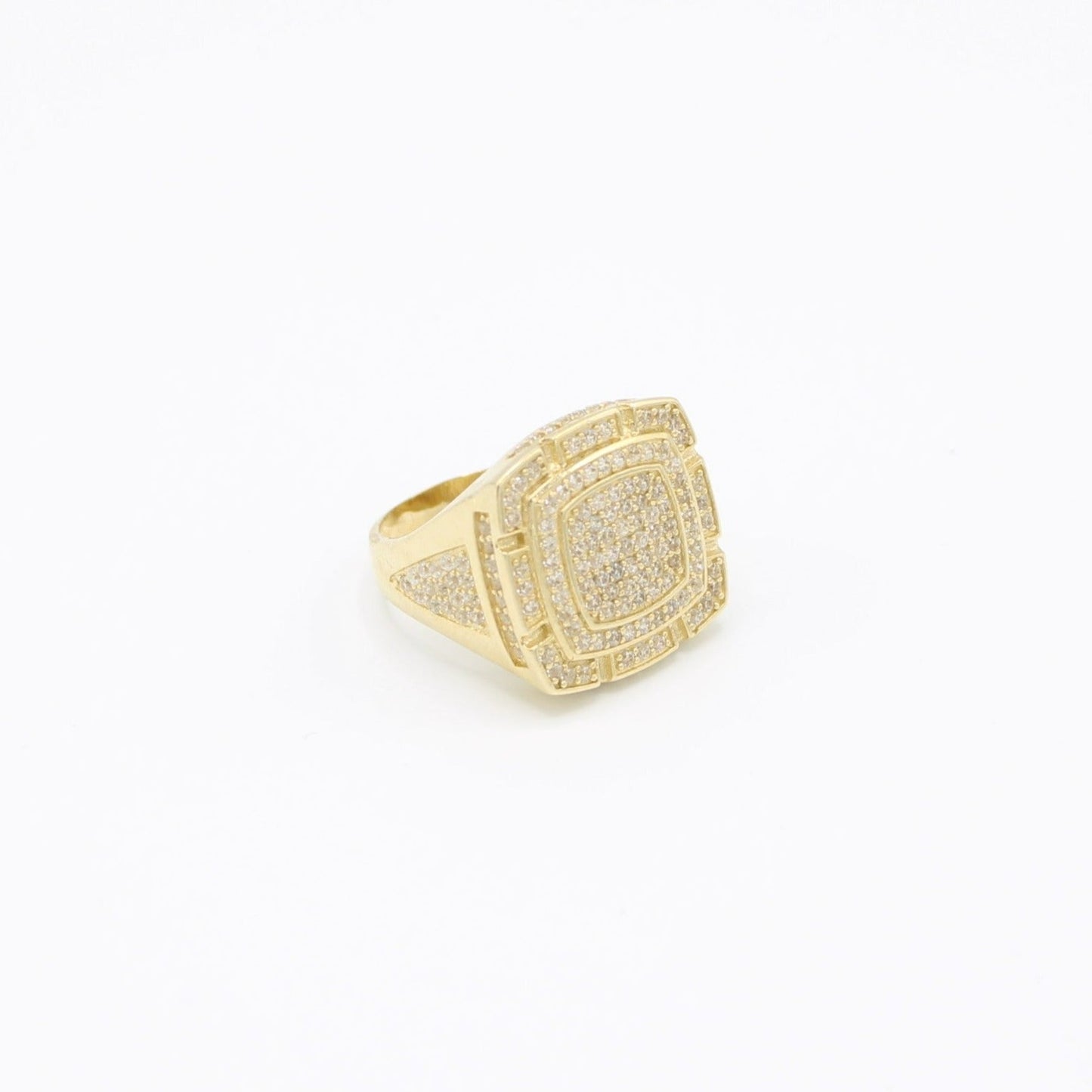 14K Square Cz Men's Ring Yellow Gold