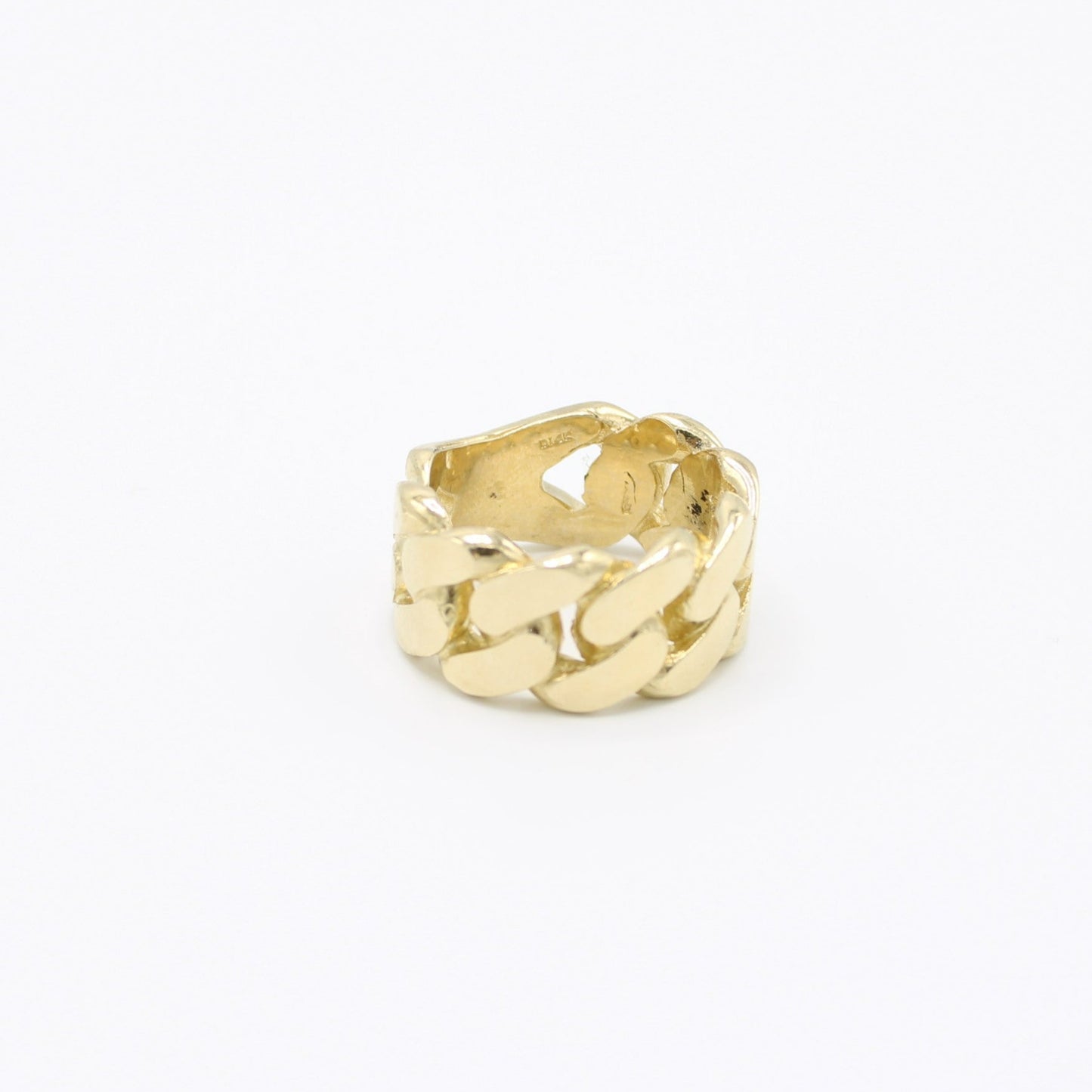 14K Solid Cuban Men's Ring Yellow Gold