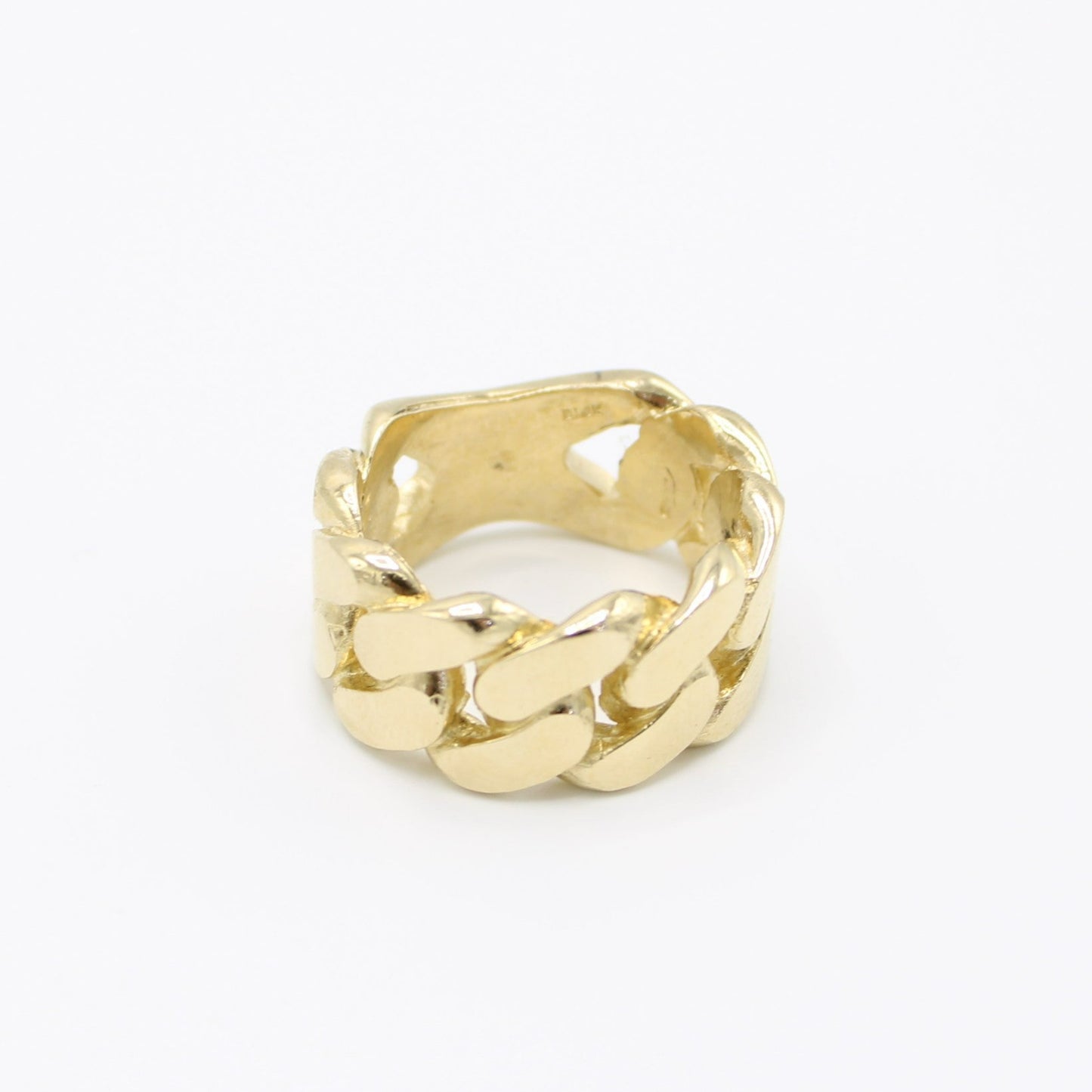 14K Solid Cuban Men's Ring Yellow Gold