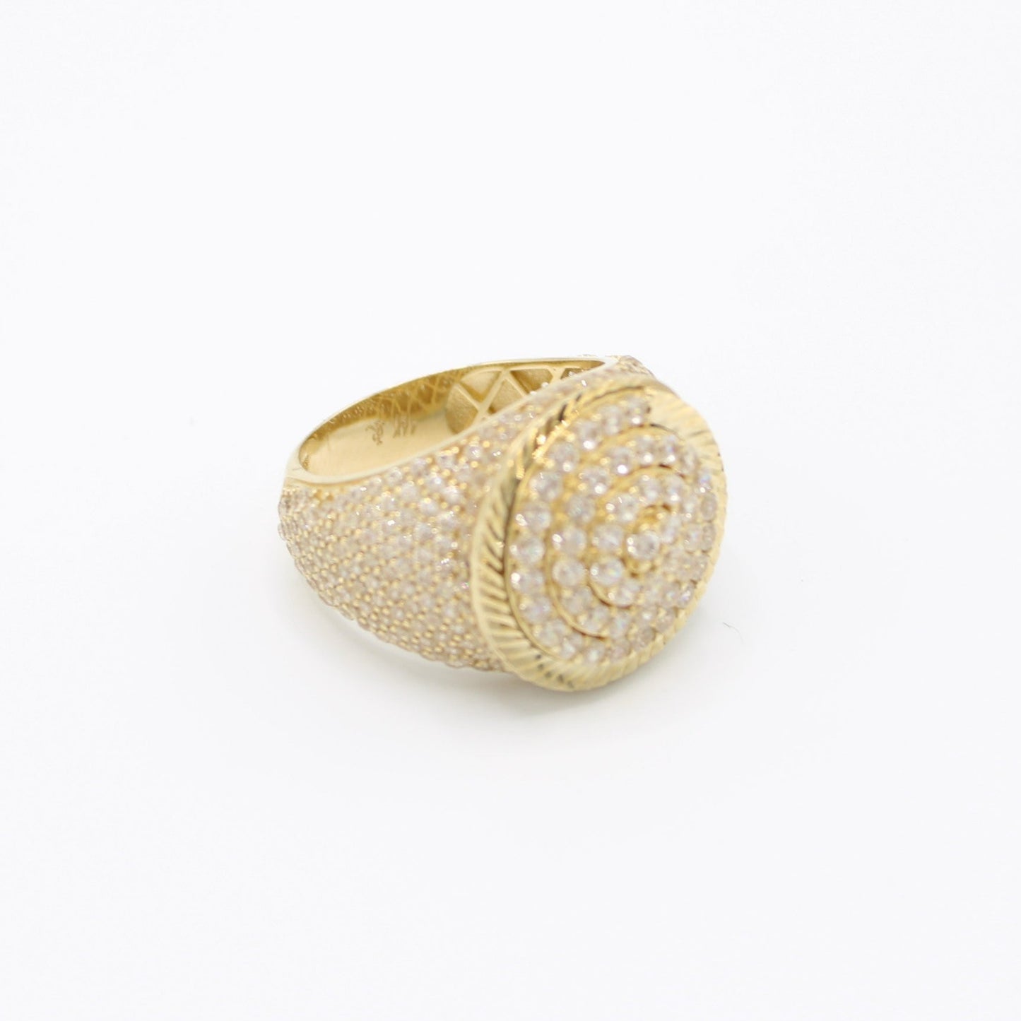14K Full Cz Round Men's Ring Yellow Gold