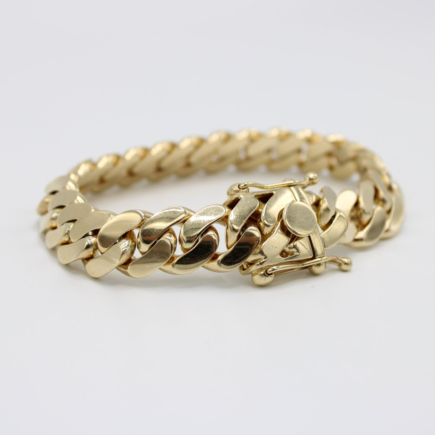 14K Solid BMX Cuban Bracelet \\12.8 mm\\ Yellow Gold
