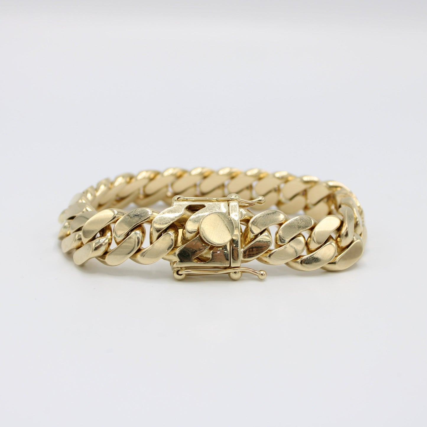 14K Solid BMX Cuban Bracelet \\14.5mm\\ Yellow Gold